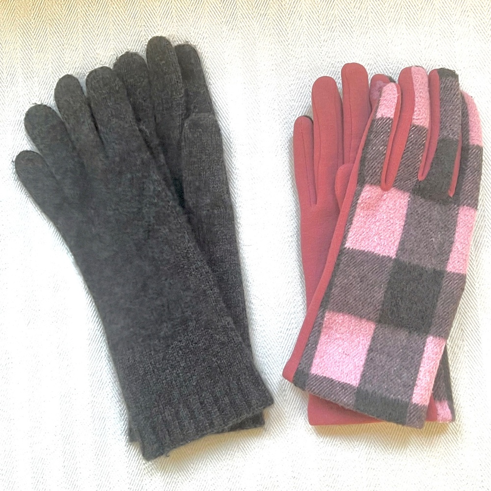 Update! 3 Pair Glove Bundle-Gray Cashmere-Pink Buffalo Plaid-Red Buffalo Plaid